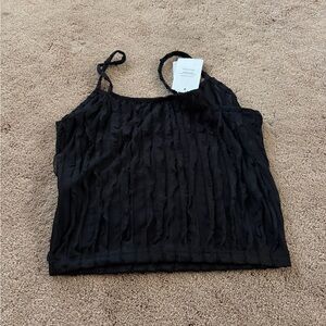 Textured Black Spaghetti-Strap Cami -  Women's